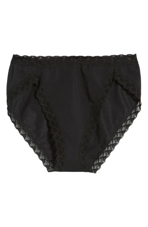 Natori Bliss French Cut Brief Panty Underwear With Lace Trim In Black