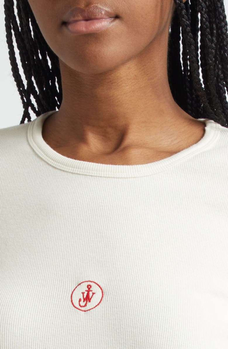 JW Anderson Anchor Embroidered Long Sleeve Underpinning Top, Alternate, color, 002 Off White
