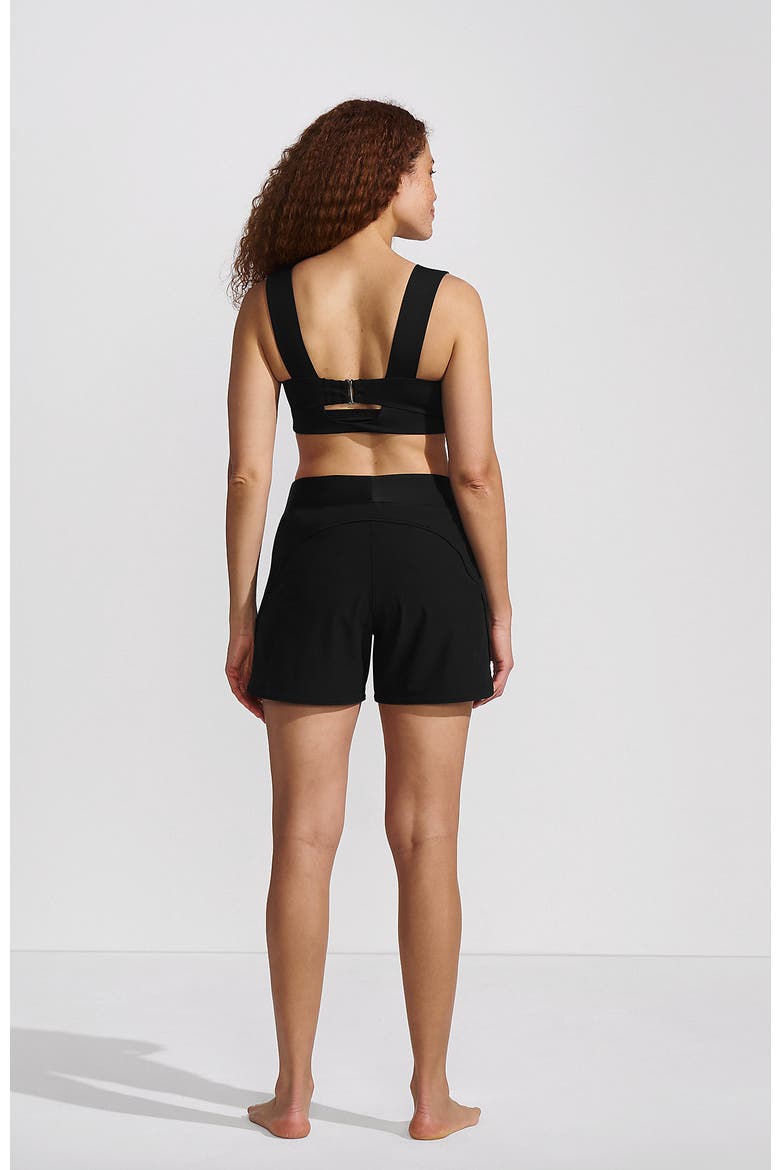 5" Quick Dry Elastic Waist Board Shorts Swim Cover-up Shorts with Panty, Alternate, color, Black