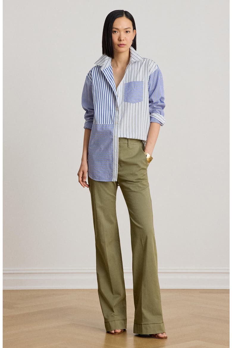 Stretch Cotton Flare Leg Chinos, Alternate, color, LIGHT AGAVE GREEN