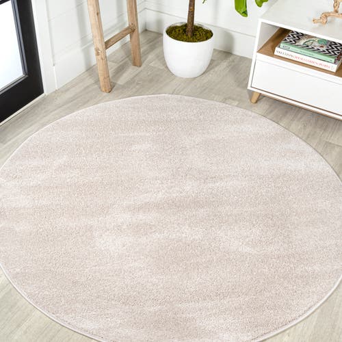Jonathan Y Haze Solid Low-pile Round Area Rug In Eggshell/ivory