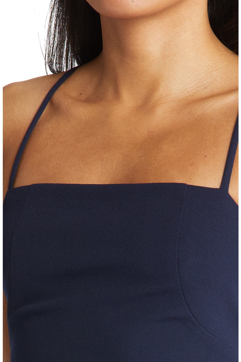 Square Neck Side Ruffle Midi Dress, Alternate, color, NAVY