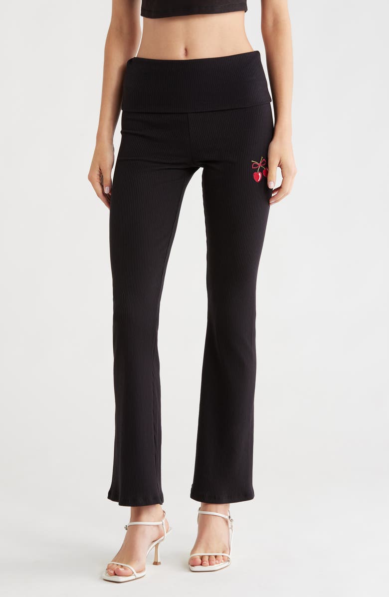 Florence by Mills Cherry High Waist Foldover Rib Pants, Main, color, Black