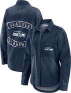 WEAR by Erin Andrews Women's WEAR by Erin Andrews Denim Seattle Seahawks Washed Oversized Denim Full-Snap Shacket