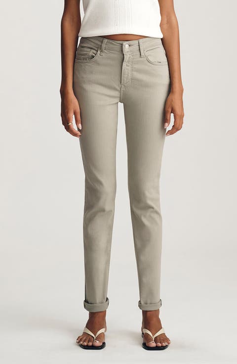 Kathleen Mid Rise Slim Boyfriend Jeans (Desert Sage Flex Blue)