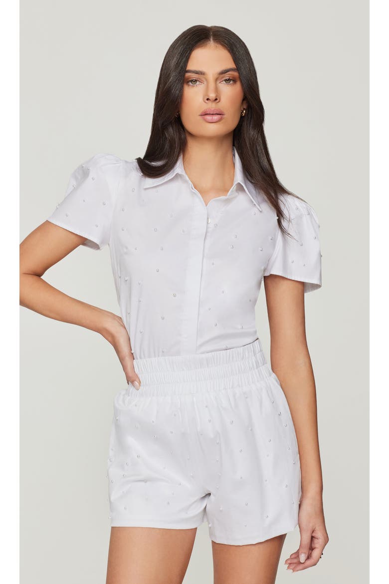 Murphy Pearl Embellished Poplin Shirt, Alternate, color, white