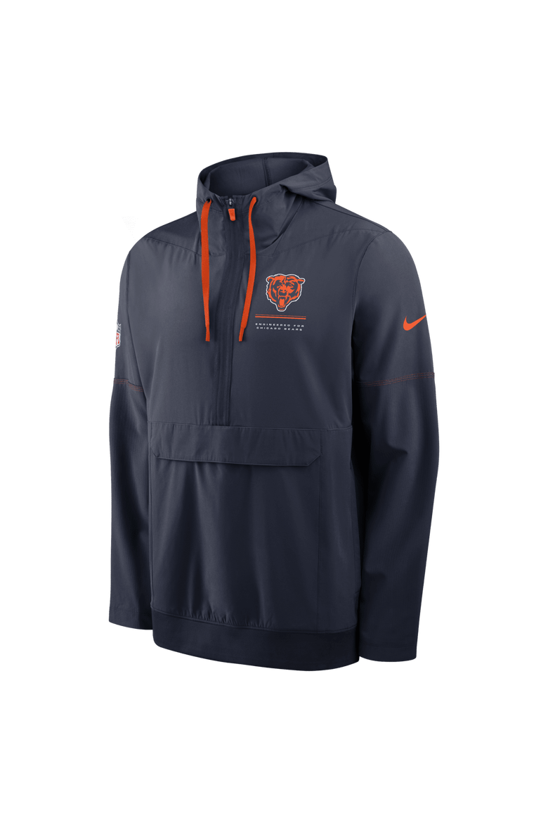 Men's Nike Navy Chicago Bears Sideline Anorak Half-Zip Hooded Jacket, Alternate, color, Navy