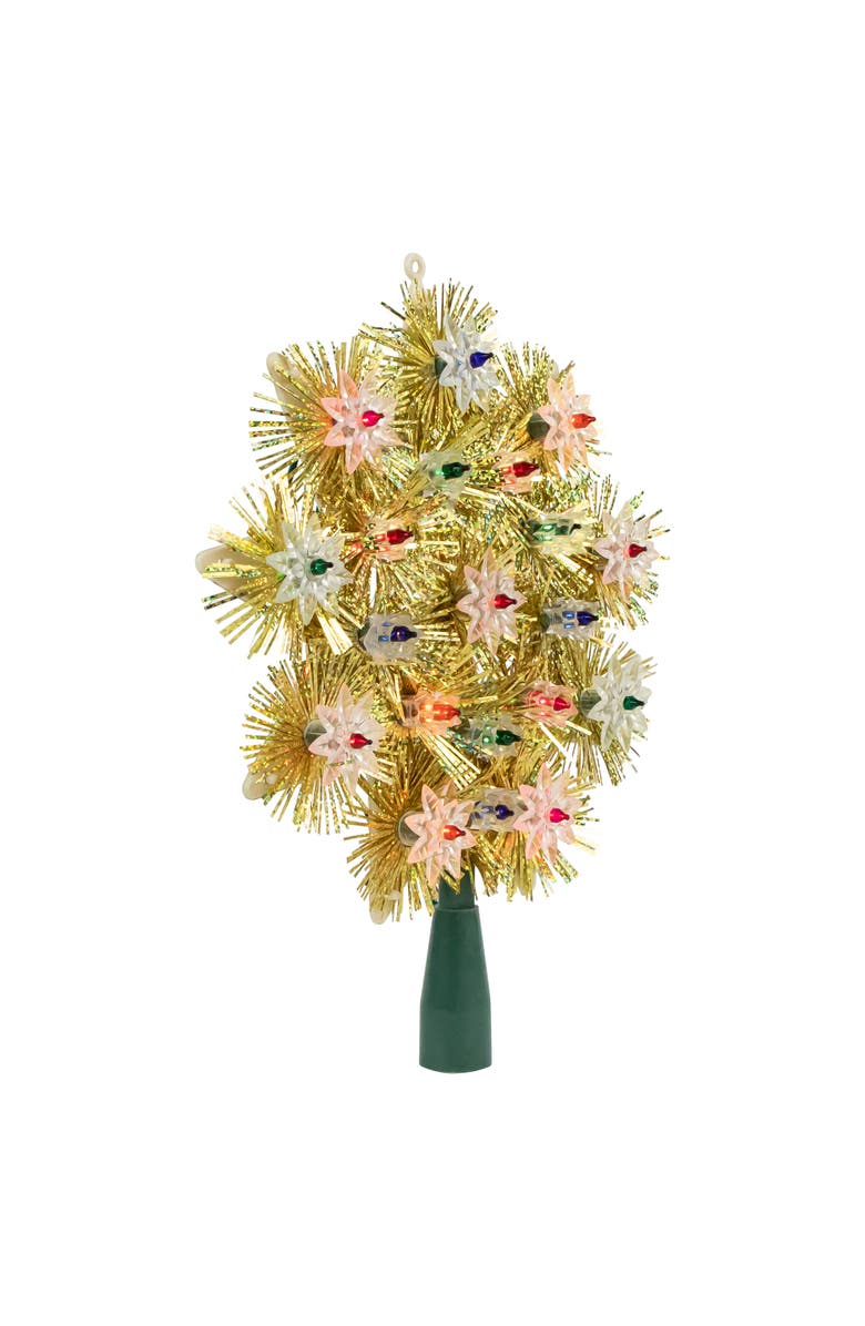 Northlight 8" Lighted Gold Retro Tinsel Snowflake Christmas Tree Topper - Multi Lights, Alternate, color,