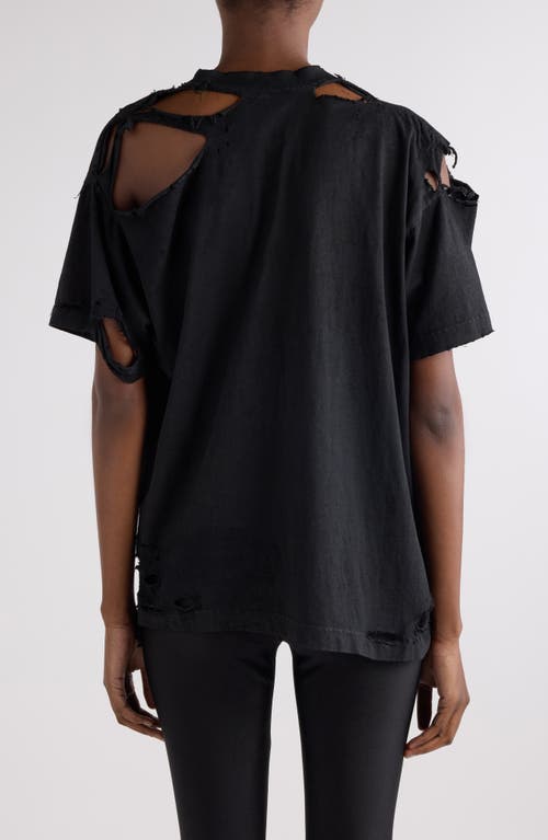 Balenciaga Boxy Distressed Emo Embroidered T-shirt In Black