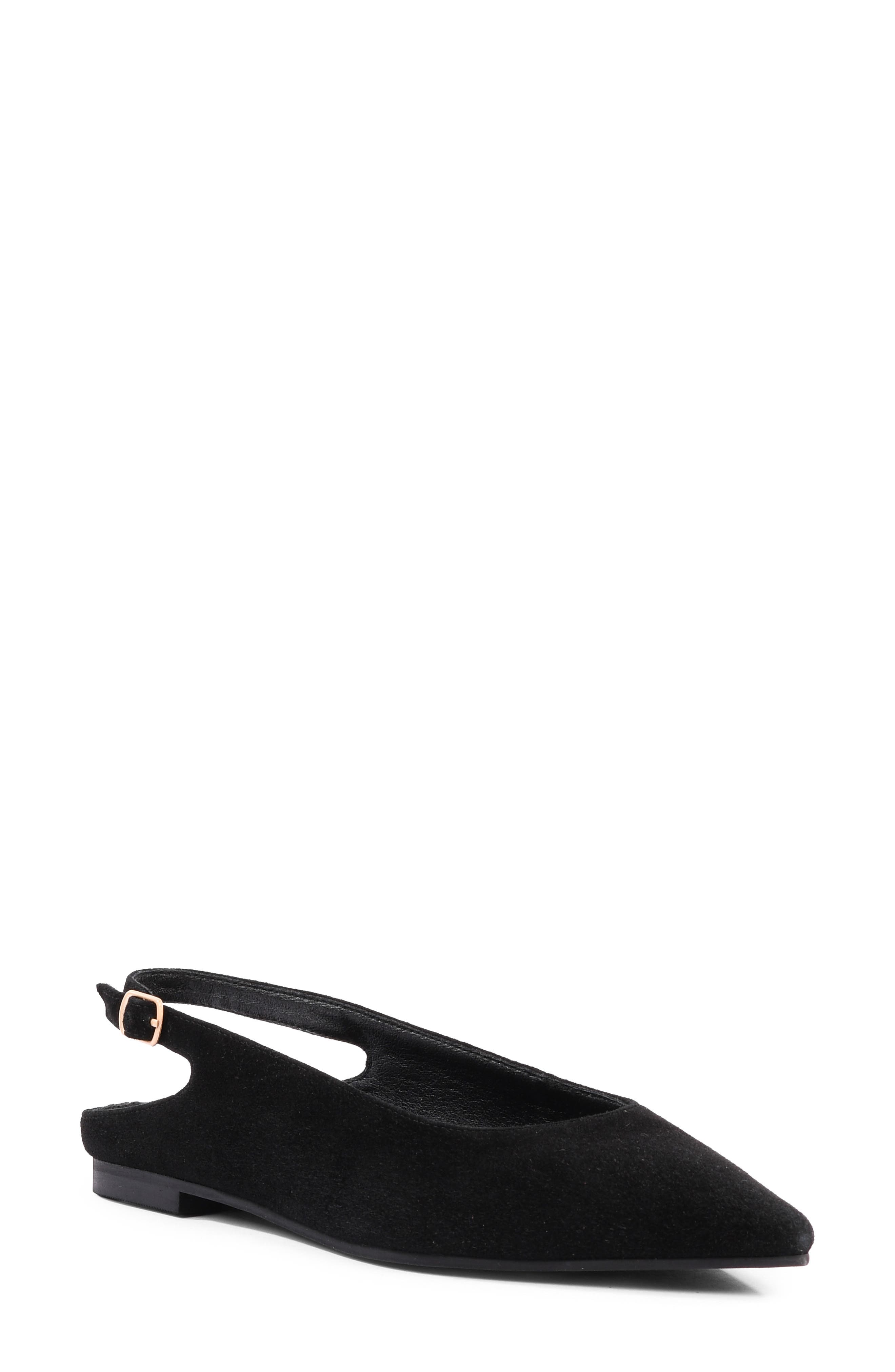Alameda Pointed Toe Slingback Flat, Main, color, BLACK