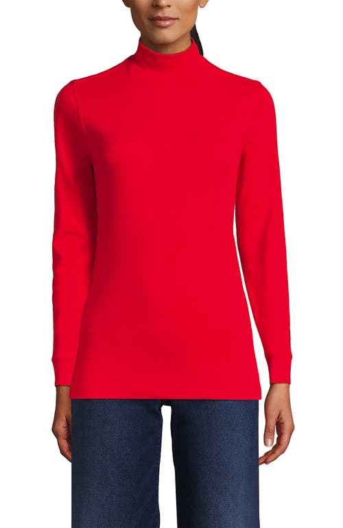 Lands' End Relaxed Cotton Long Sleeve Mock Turtleneck In Burgundy