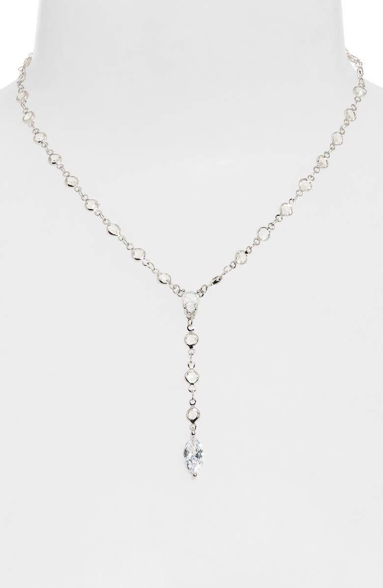 NORDSTROM RACK Y-Drop Bezel CZ Necklace, Alternate, color, 