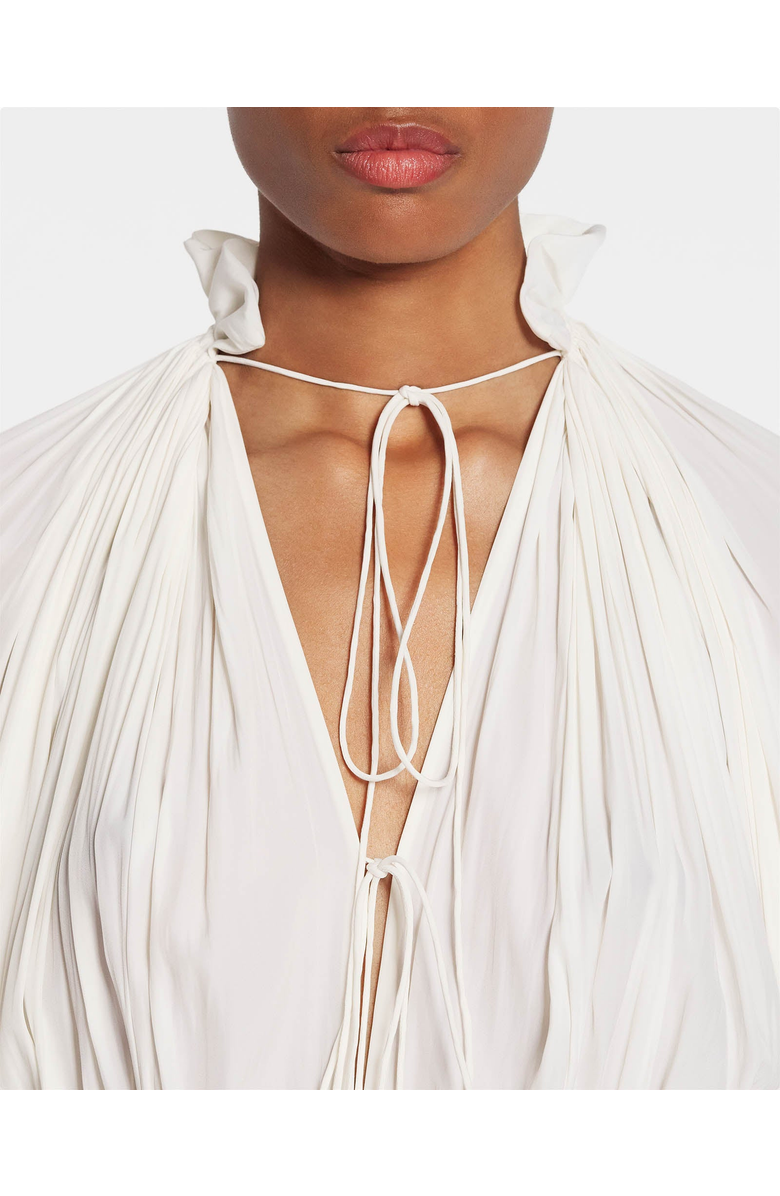 Lanvin Long Charmeuse Ruffle Dress, Alternate, color, Off White