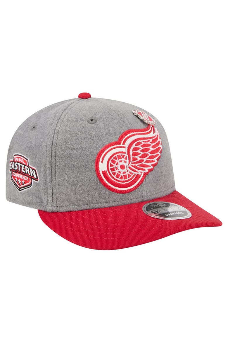 Men's New Era  Gray/Red Detroit Red Wings Wool Pin Low Profile 9FIFTY Snapback Hat, Main, color, Gray