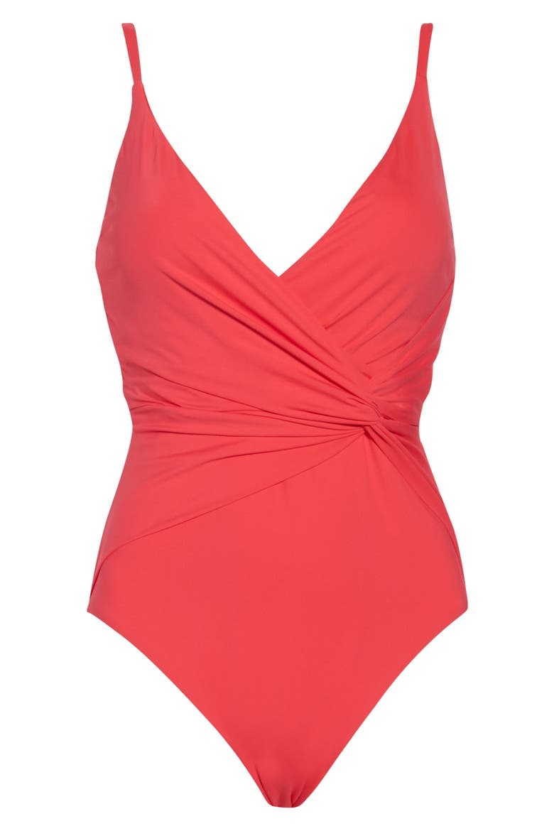 IG Asymmetric One-Piece Swimsuit, Alternate, color, GUAVA