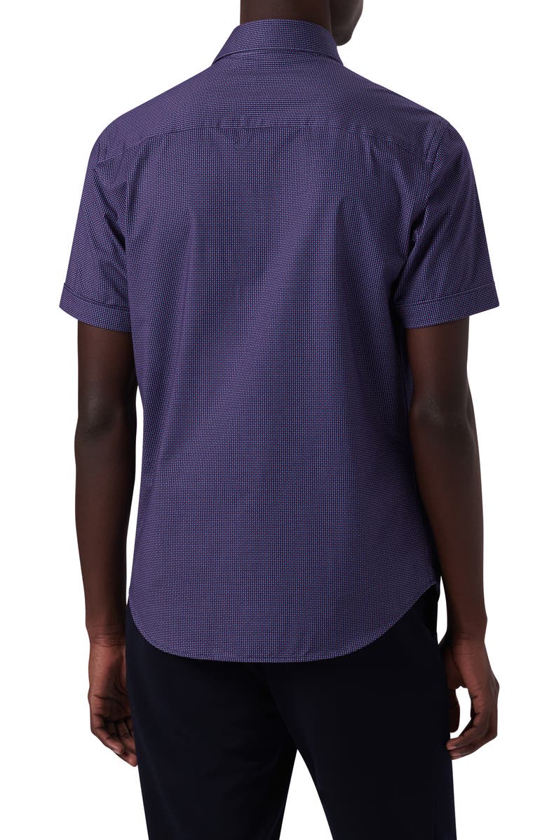 Bugatchi Miles OoohCotton<sup>®</sup> Confetti Print Short Sleeve Button-Up Shirt, Alternate, color, Navy