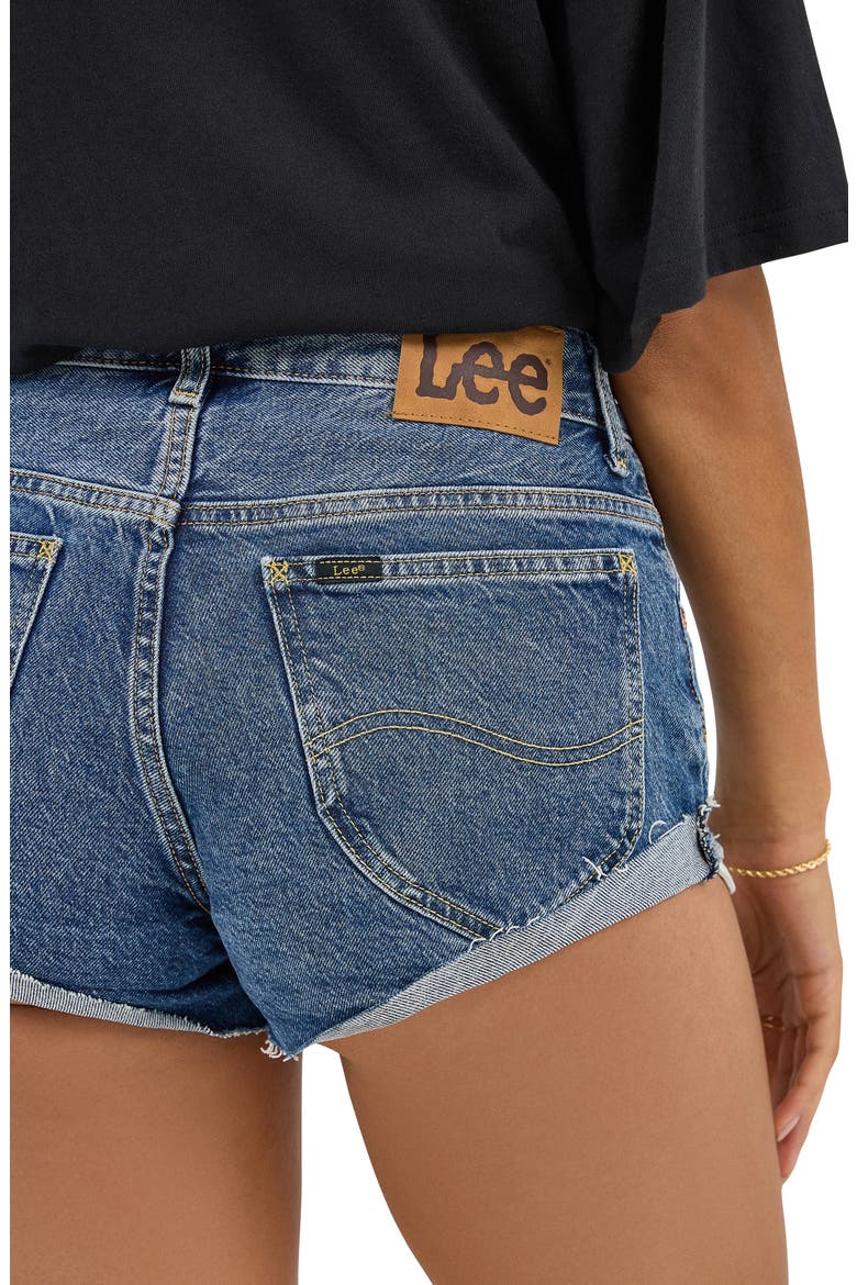 Shorty Cutoff Denim Shorts, Alternate, color, CLASSIC INDIGO