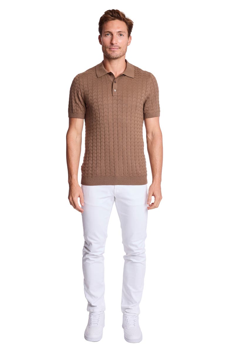 PAISLEY & GRAY Trim Fit Zigzag Knit Polo, Alternate, color, Maple Bacon