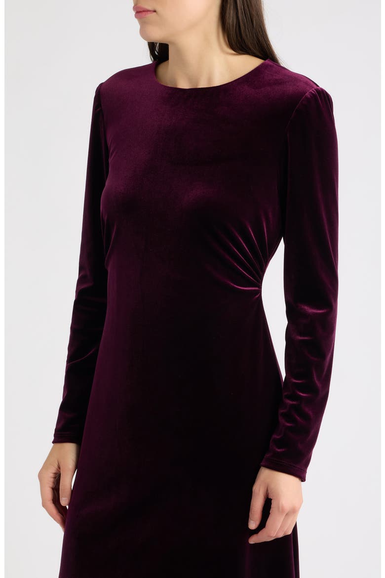 Long Sleeve Velvet Midi Dress, Alternate, color, WINE