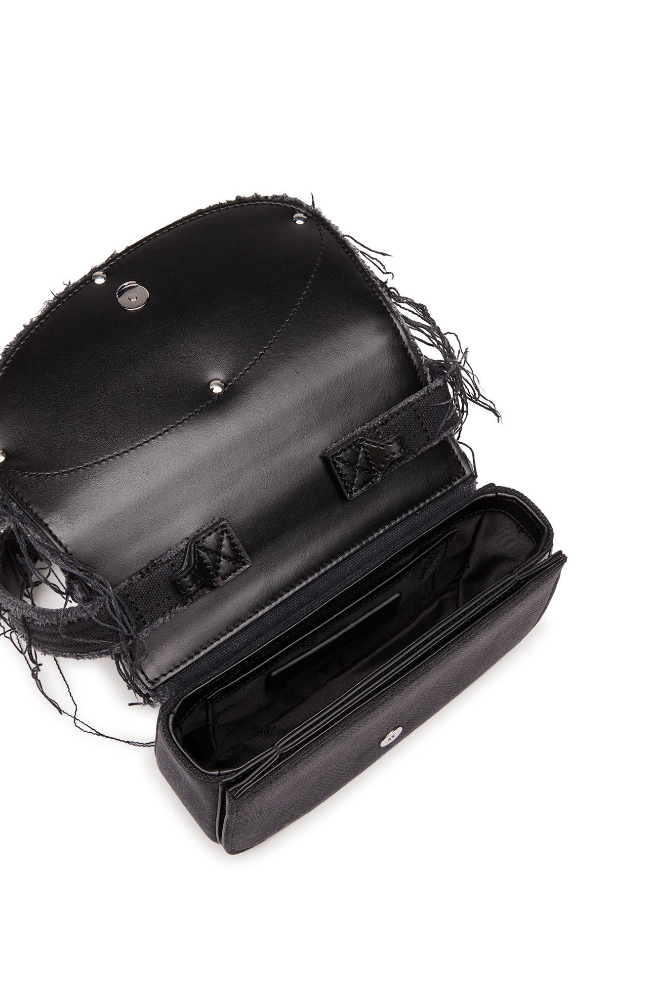 1DR Distressed Denim Shoulder Bag, Alternate, color, BLACK