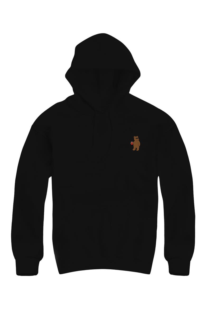 Riot Bear Embroidered Hoodie, Main, color, BLACK