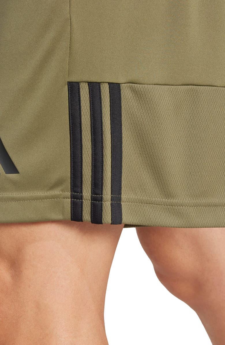 adidas Sereno 3-Stripes Shorts, Alternate, color, Olive Strata/ Black