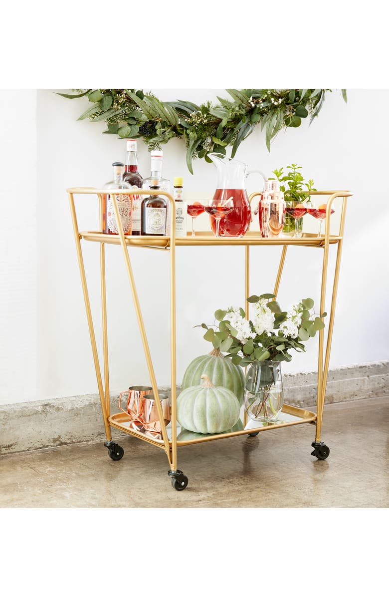 E2 Concepts Metal Mirrored Rolling Bar Cart, Alternate, color,