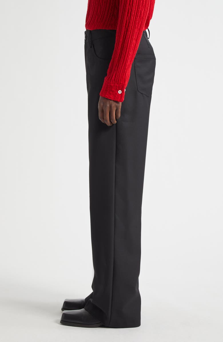 Séfr Jiro Wide Leg Twill Trousers, Alternate, color, Black Wool