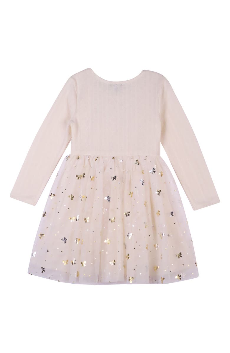 Zunie Kids' Long Sleeve Knit Tulle Dress, Alternate, color, Ivory