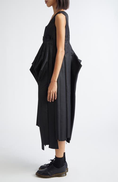 Comme Des Garçons Pleated Gabardine Midi Dress In Black