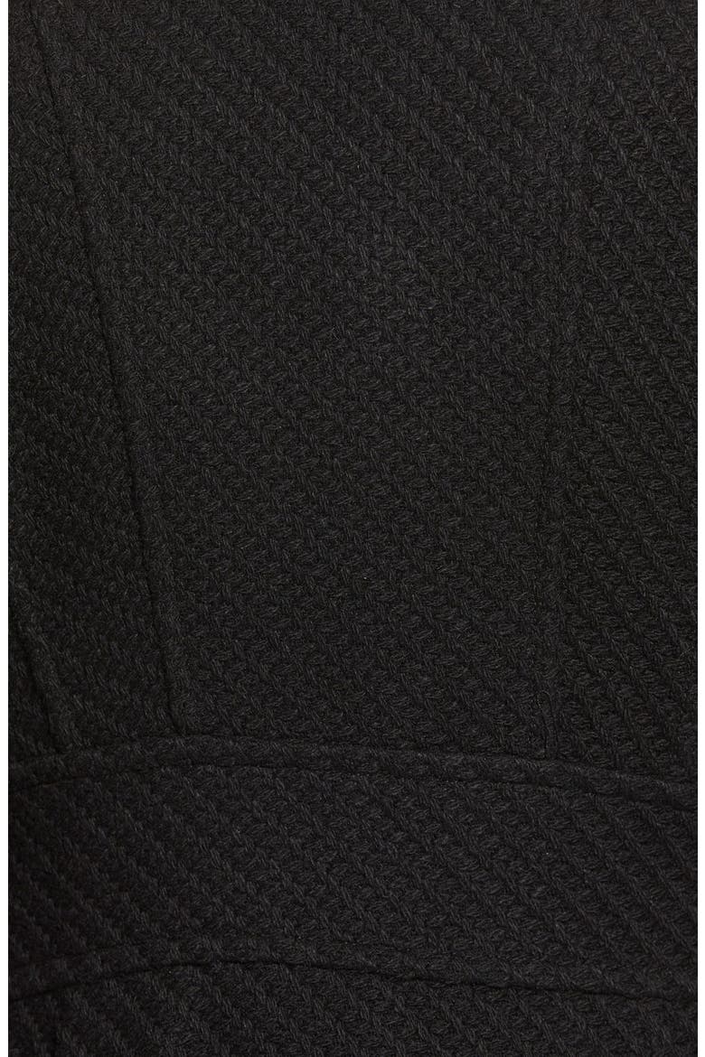 Basket Weave Fit & Flare Coat, Alternate, color, BLACK