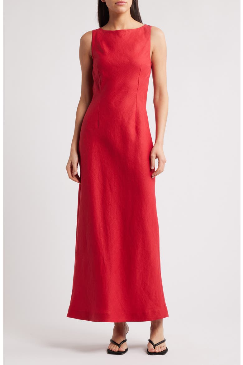 Lydie Linen Maxi Dress, Main, color, RED