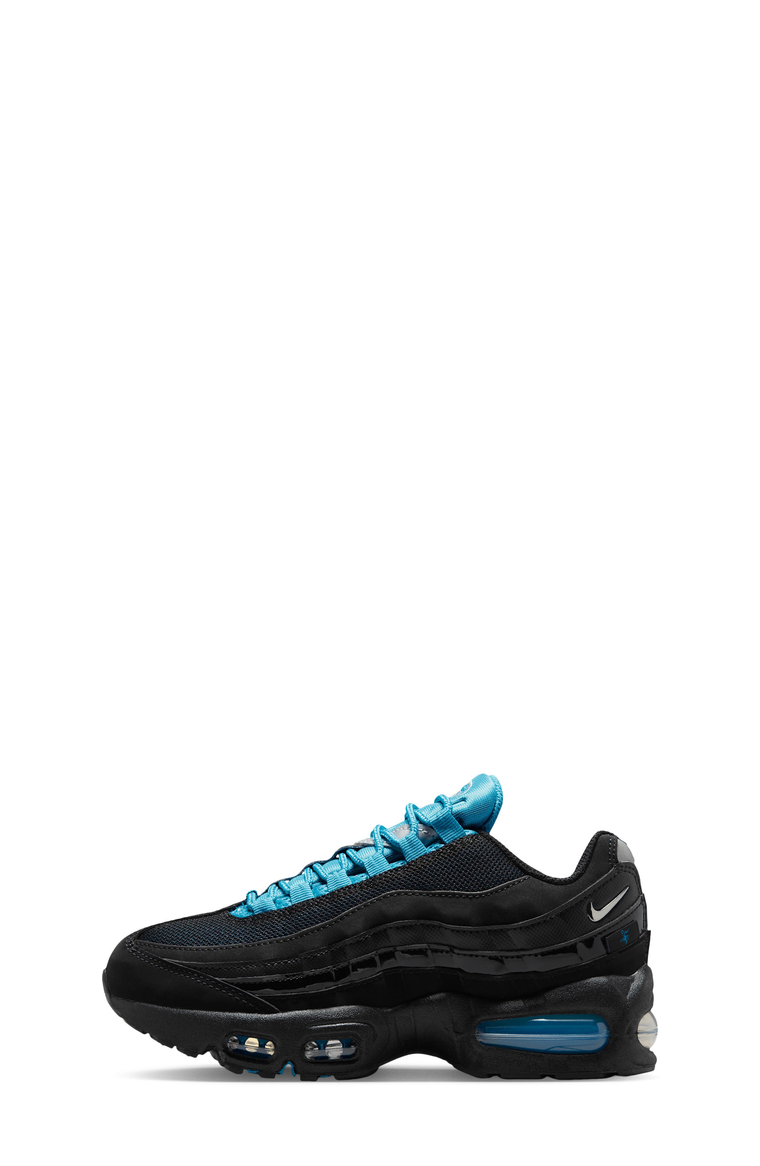 Kids' Air Max 95 SE Sneaker, Alternate, color, BLACK/ BLUE/ SILVER/ CHROME