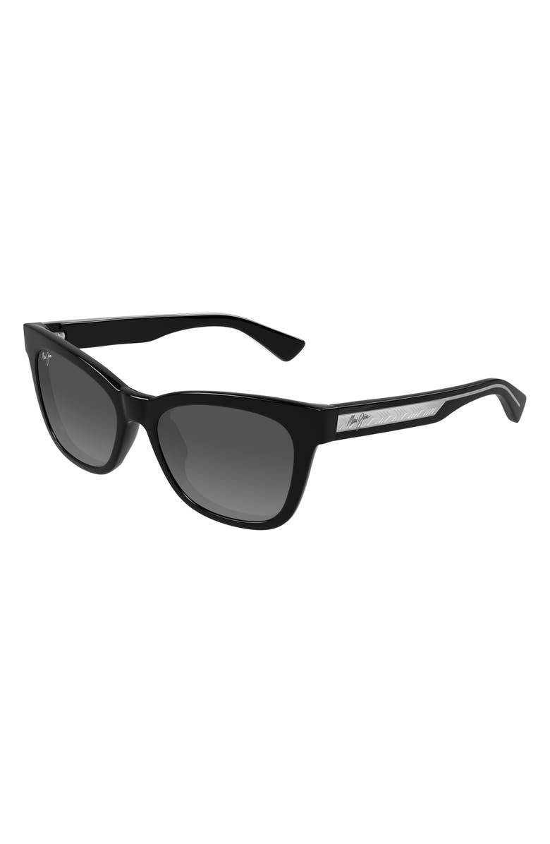 Maui Jim Hiwahiwa 54mm Gradient PolarizedPlus2<sup>®</sup> Rectangular Sunglasses, Alternate, color, Shiny Black Light Grey