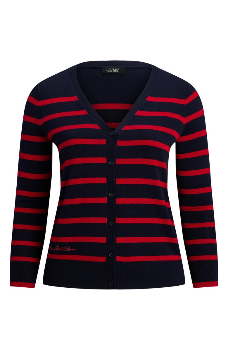 Lauren Ralph Lauren Stripe Cotton & Modal Cardigan, Alternate, color,