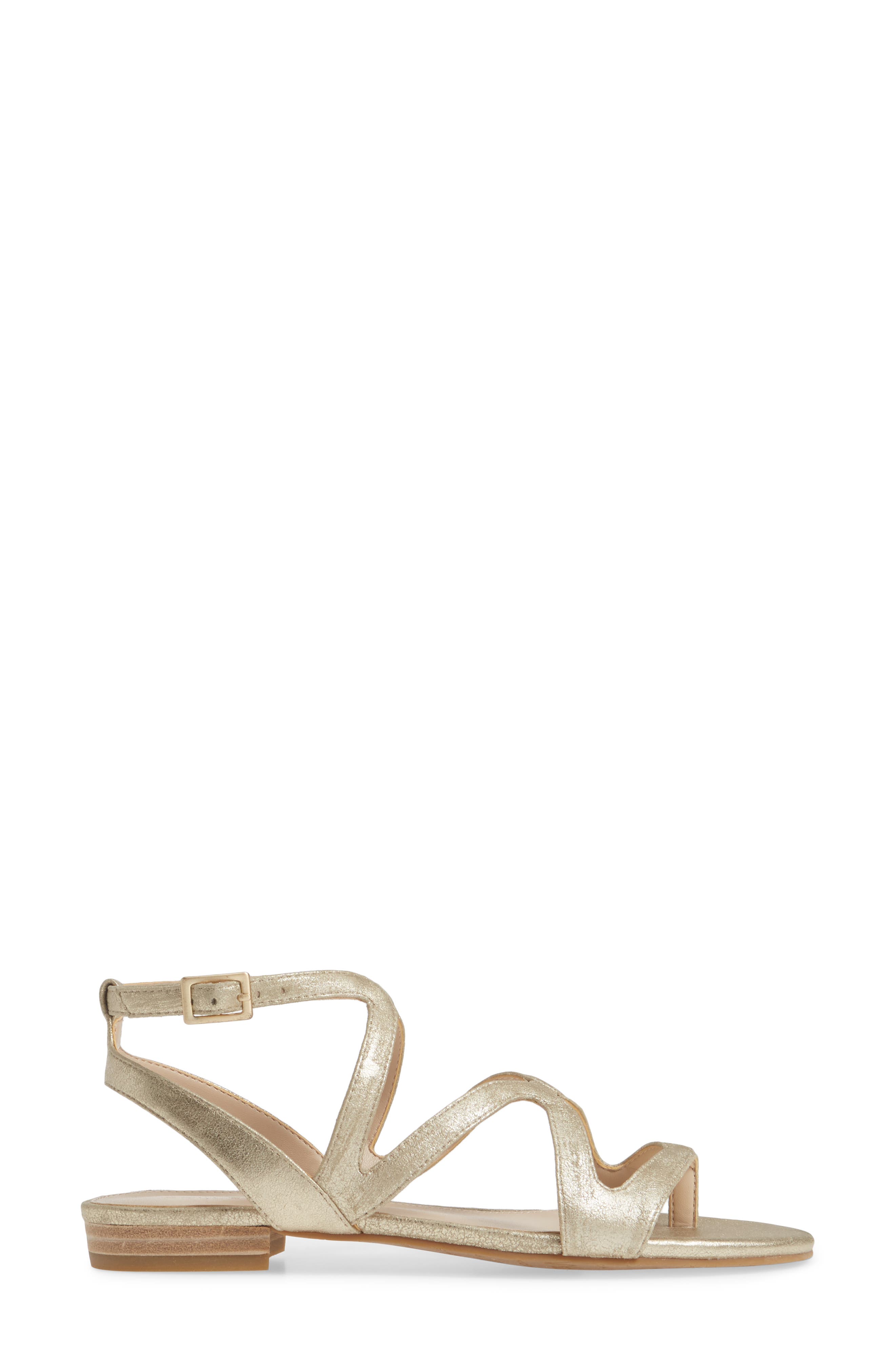 Baron Strappy Sandal, Alternate, color, PLATINUM GOLD SUEDE