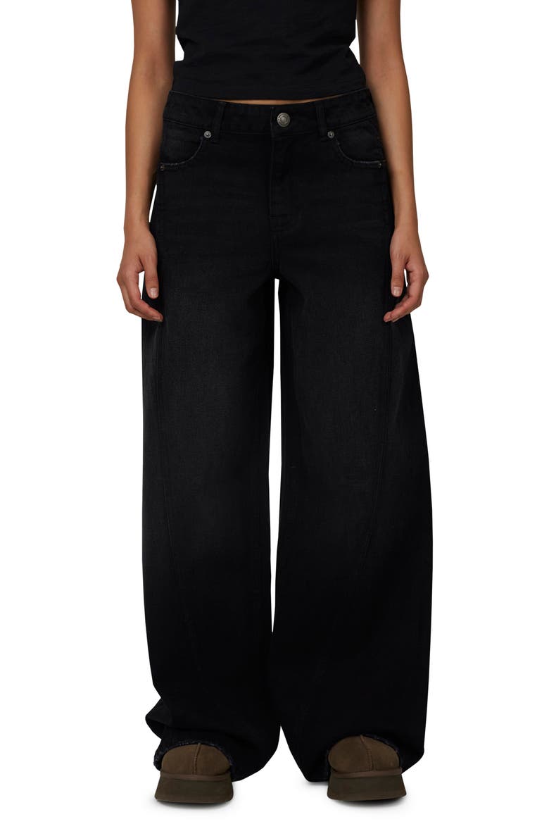 Baggy Vintage Wash  Seam Denim Jeans, Main, color, Black