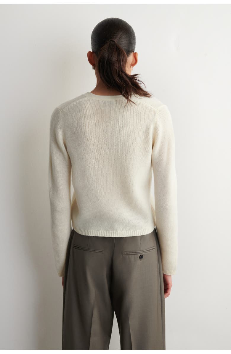 COS Cashmere V-neck Cardigan, Alternate, color, Cream