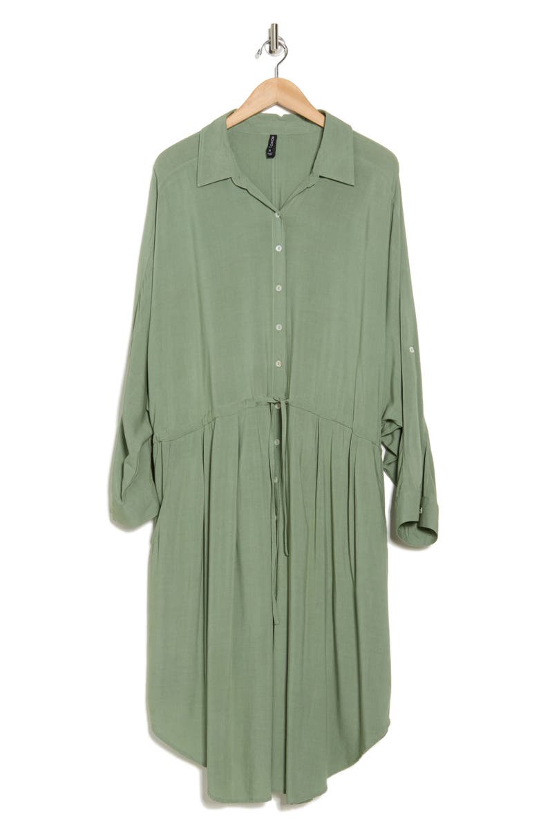BOHO ME Long Sleeve Shirtdress, Alternate, color, Olive