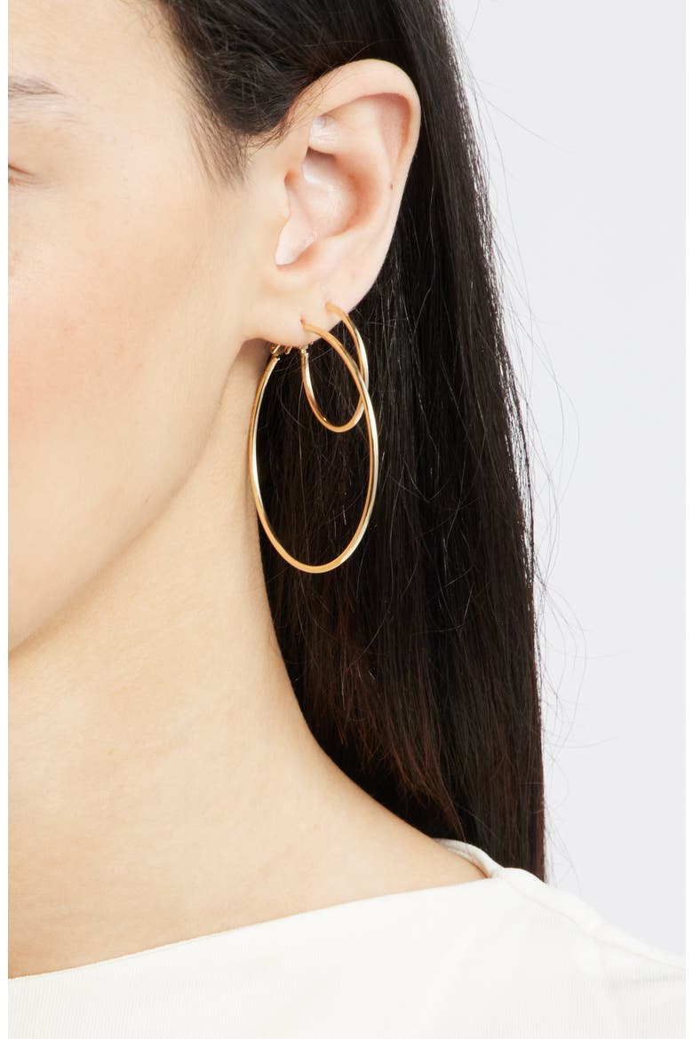 Set of 3 Thin Essential Hoop Earrings, Alternate, color, GOLD