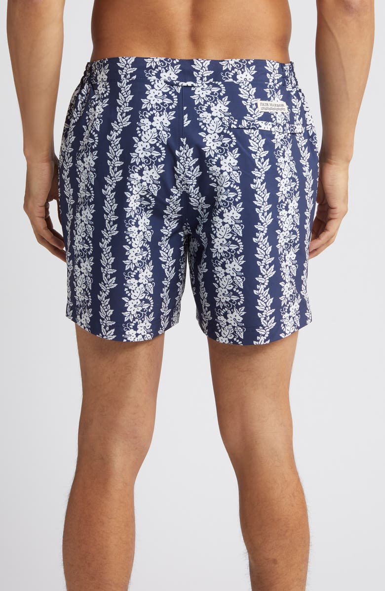 Fair Harbor The Sextant Swim Trunks, Alternate, color, Navy Tropical Bandana