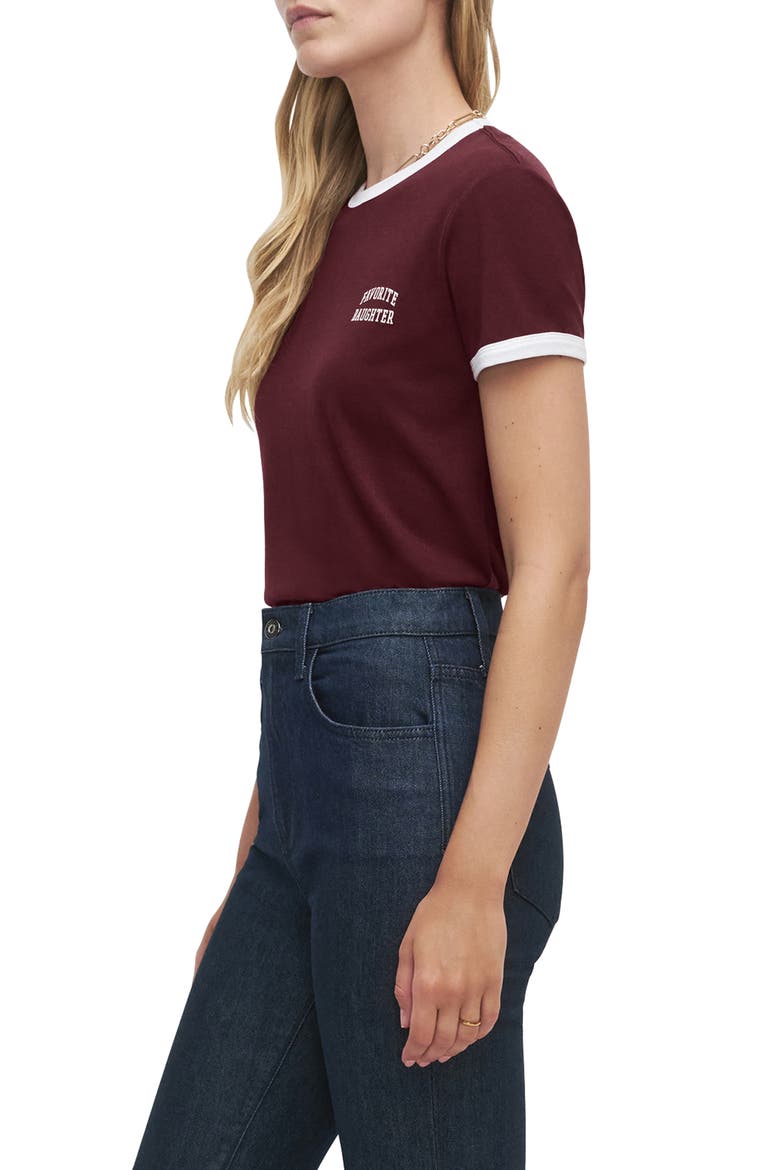 Logo Crop Ringer T-Shirt, Alternate, color, BURGUNDY/ WHITE