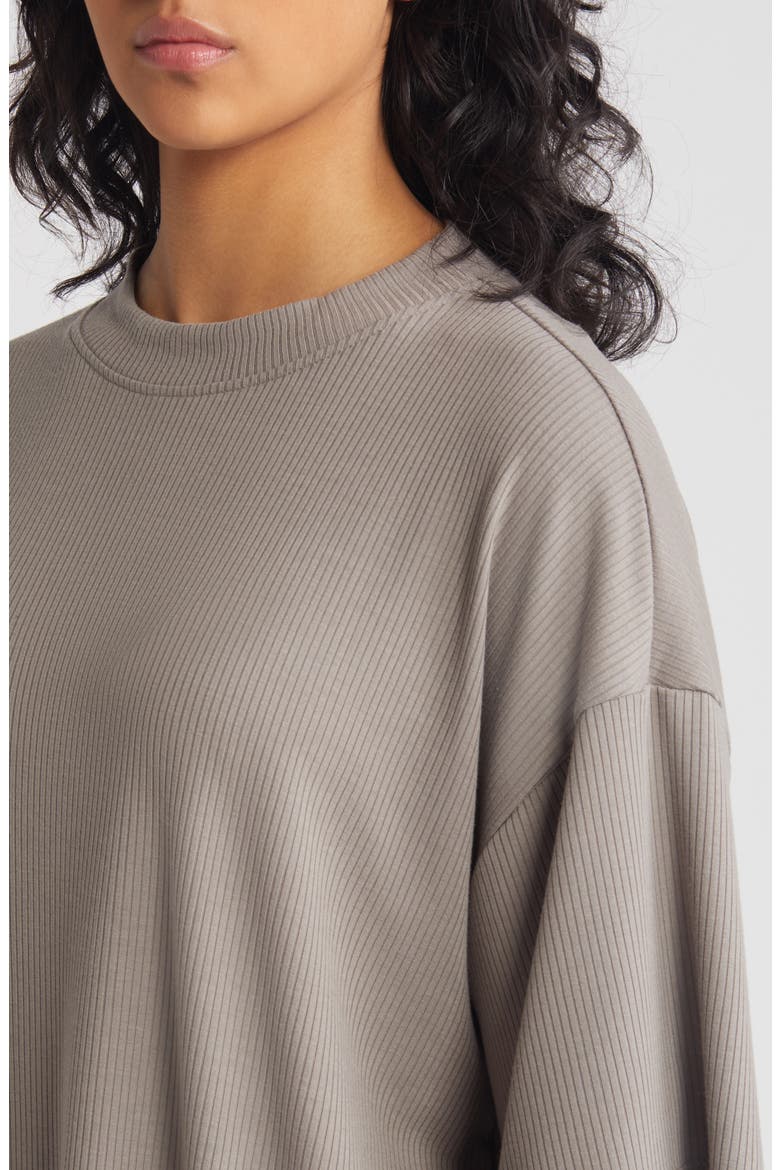 Lex Rib Oversize T-Shirt & High Waist Crop Pants, Alternate, color, STEEL GREY