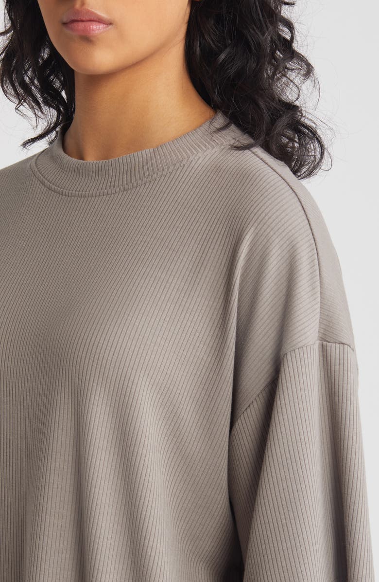 Dressed in Lala Lex Rib Oversize T-Shirt & High Waist Crop Pants, Alternate, color, Steel Grey