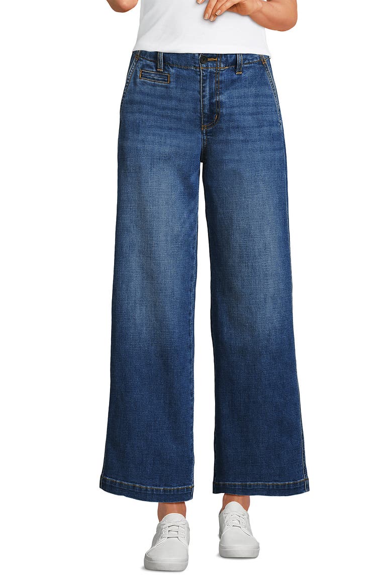 Mid Rise Denim Wide Leg Ankle Jeans, Alternate, color, Indigo Tide Blue