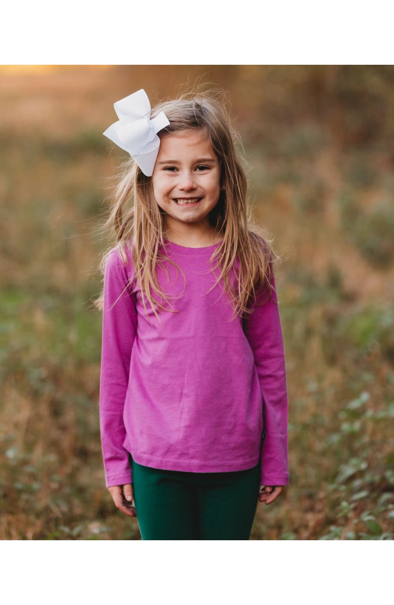 CITY THREADS Girls Long Sleeve Soft Cotton Jersey T-Shirt, Alternate, color, White