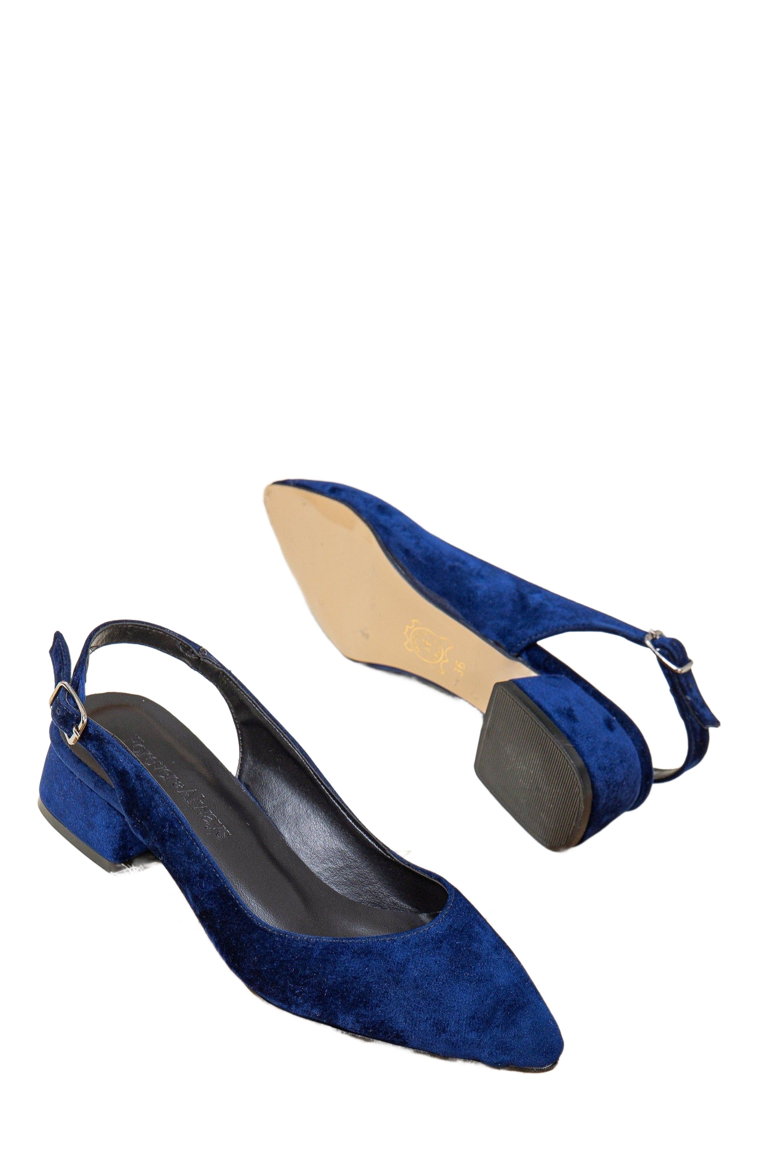 Forever & Always Shoes Emma Slingback Flat Heels, Alternate, color, Navy Blue