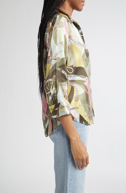 L Agence L'agence Dani Three Quarter Sleeve Silk Button-up Shirt