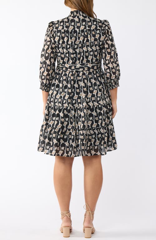 Estelle Sea Lily Tiered Cotton Dress In Black Print