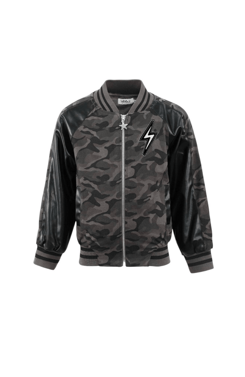 Camo Flash Leather Bomber